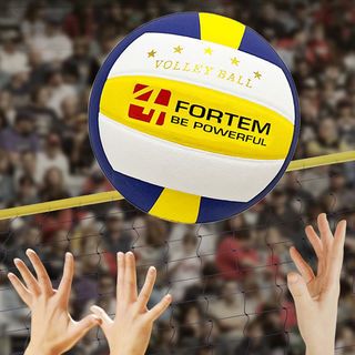 FORTEM ลูกวอลเลย์บอล PU เบอร์ 5 รุ่น PVB02 ขนาด Φ21 ซม. สีน้ำเงิน-เหลือง แถมเข็มก๊าซ