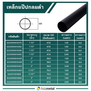 เหล็กแป๊บกลมดำ 2 นิ้ว 1.5 มม. เหลือง
