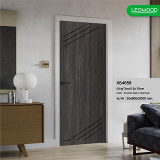 LEOWOOD ประตูไม้เคลือบเมลามีน DoorX Silver ลาย 4 ขนาด 80x200 ซม. สีซิเนริโอโอ๊ค