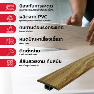 MAC ตัวจบขอบระดับเดียวกันT3 ขนาด25x5.5มม. ความยาว 2 เมตร Dwg.20A006V สีโอ๊ค325