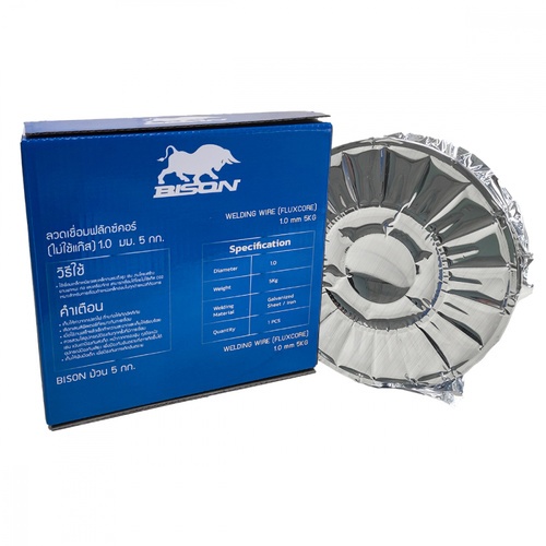 BISON ลวดเชื่อมฟลักคอร์ 1.0มม. น้ำหนัก 5กก. (ไม่ใช้แก๊ส)