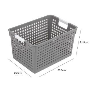 GOME ตะกร้าอเนกประสงค์ทรงเหลี่ยม รุ่น Circle TG54420G ขนาด 25.5x35.5x21.5 ซม.(16L) สีเทา