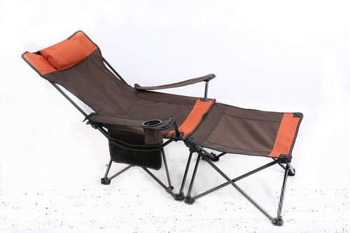 SUMMER SET เก้าอี้แคมป์ปิ้งพับปรับนอน รุ่น CR-005 ขนาด 58x168x58 ซม.  สีนํ้าตาล-ส้ม