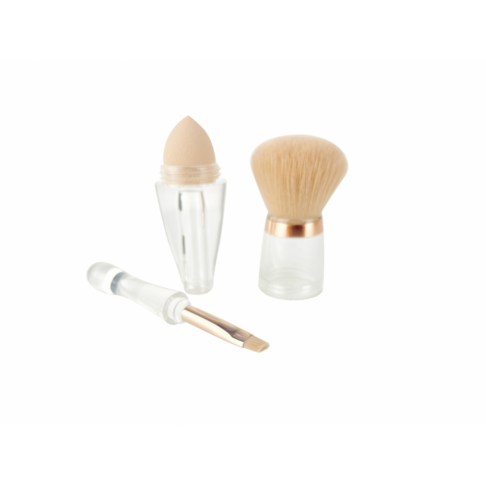 KOJI ชุดแปรงบลัชเซตมัลติฟังก์ชั่น 3in1 MFB003 ขนาด 3x3x17ซม.สีน้ำตาล