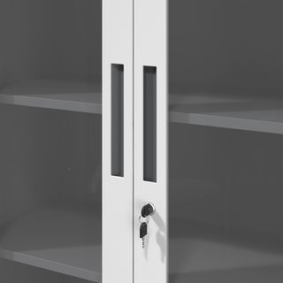 SMITH  ตู้เก็บเอกสารแบบกระจกและทึบบานเปิด  รุ่น Arlo ขนาด 40x90x185ซม.  สีขาว-เทา