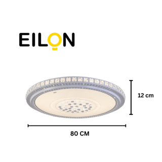 EILON โคมไฟคริสตัลติดเพดาน 800mm 80W ปรับได้ 3 แสง รุ่น MYXD800-03 with Remote Control สีขาว