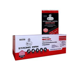STRONG MAN ถุงมือยางหนาพิเศษ ทนสารคมี Size L ยาว 16 นิ้ว รุ่น HEAVY DUTY สีดำ