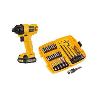 DEWALT สว่านไขควงกระแทกไร้สาย 10.8V รุ่น DCF805C2A-B1 +ชุดดอกสว่าน 27 ชิ้น