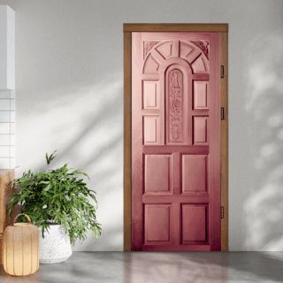 ประตูไม้สยาแดง บานทึบลูกฟักแกะลาย GC-71 80x200cm. BEST