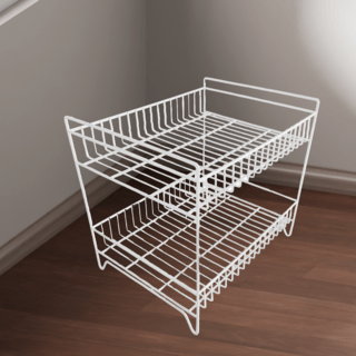 CLOSE ชั้นตะแกรงเหล็ก 2 ชั้น TT-228 ขนาด 42x32x39 ซม. สีขาว
