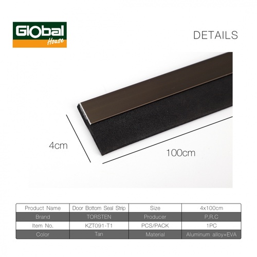 TORSTEN เส้นกันแมลงอะลูมิเนียม แถบพีวีซี รุ่น KZT091-T1 100ซม. สีน้ำตาล