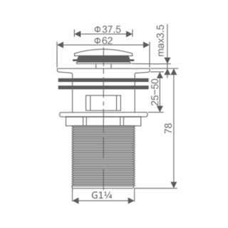 Iris สะดืออ่างล้างหน้าแบบกด Pop-Up หัวเล็ก มีรูน้ำล้น รุ่น PD192710