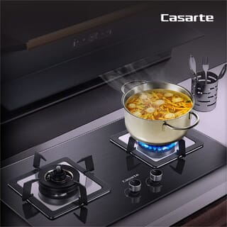 Casarte เตาแก๊สแบบฝังหน้ากระจก 2 หัวเตา TCKGH-C5G76 สีดำ