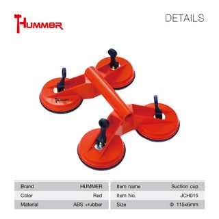 HUMMER ตัวดูดกระจกพลาสติก 4 ขา รุ่น JCH015  สีแดง