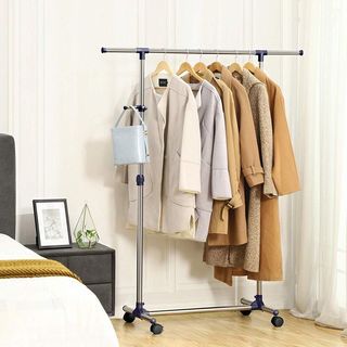 SAKU ราวตากผ้าสเตนเลส ยืดได้ STC02 90-140×48.5×99-165 ซม. สีเงิน