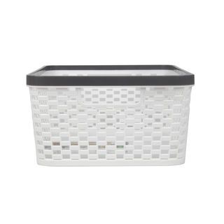 GOME ตะกร้าอเนกประสงค์ทรงเหลี่ยม รุ่น Rattan TG59894G ขนาด 26x35x14 ซม.(10L) สีขาว