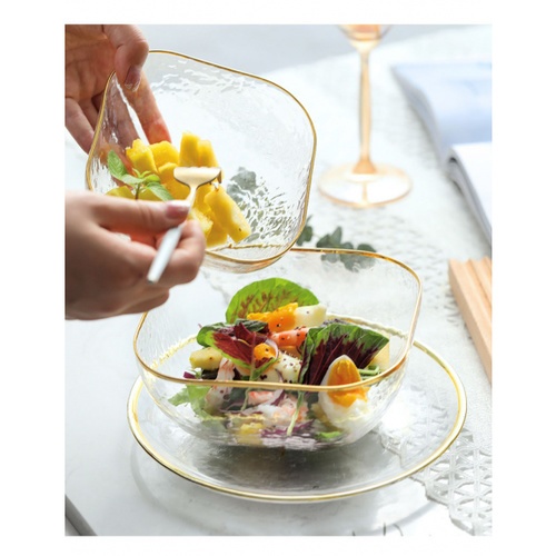 ADAMAS ถ้วยแก้วทรงเหลี่ยมขอบทอง 4นิ้ว JORINA-G