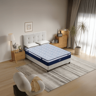 Truffle ที่นอนพ็อกเก็ตสปริง รุ่น Angelina ขนาด 180x200x21 ซม. (6ฟุต) สีขาว-น้ำเงิน