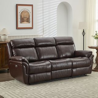  PULITO เก้าอี้พักผ่อนหนังแท้ปรับระดับไฟฟ้า 3 ที่นั่ง รุ่น Zander ขนาด 227x99.5x104 ซม. สีน้ำตาลเข้ม