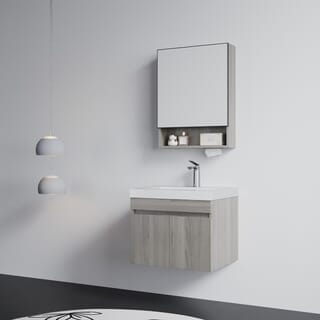 Verno ชุดเคาน์เตอร์อ่างล้างหน้า plywood พร้อมตู้กระจก 60x47x48 cm. บัตเตอร์-วู้ด TG2-545 สีไม้เทา (½)