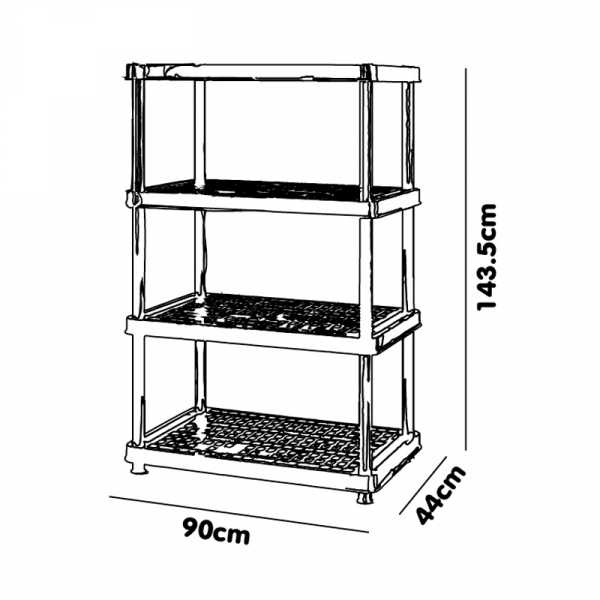 GOME ชั้นวางของอเนกประสงค์ 4 ชั้น รุ่น TG59940S4 ขนาด 90x44x143.5cm. สีดำ