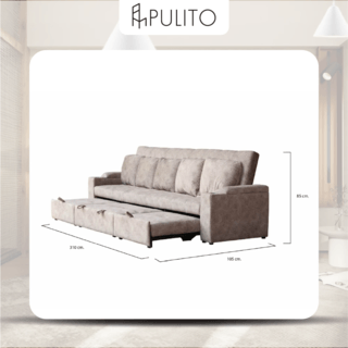 PULITO โซฟาปรับนอนและปรับ L ซ้ายขวาได้ รุ่น Cetus ขนาด 310x105x85ซม. พร้อมหมอนอิง สีน้ำตาล