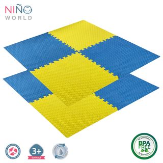 NINO WORLD ชุดแผ่นปูพื้นจิ๊กซอว์แบบหนา (4 แผ่น) PDS04-BY ขนาด 60x60x2 cm. Blue-Yellow