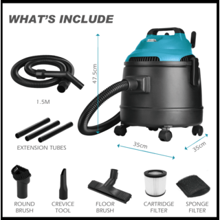 INOVAC เครื่องดูดฝุ่นดูดน้ำ  1400  วัตต์  ขนาด 20 ลิตร รุ่น RL128-D1200-20PS  สีฟ้า