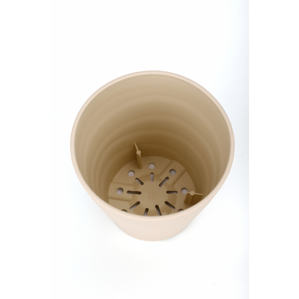 Tree‘O กระถางต้นไม้ทรงกลม  รุ่น6PY009-BE ขนาด15x16ซม. (6นิ้ว) สีน้ำตาลอ่อน