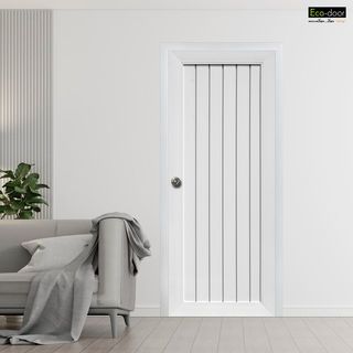 ECO-DOOR  ประตู UPVC โปรไฟล์  รุ่น TLW 1 ภายนอกและภายใน ขนาด 80x200 ซม. สีขาว (เจาะลูกบิด)