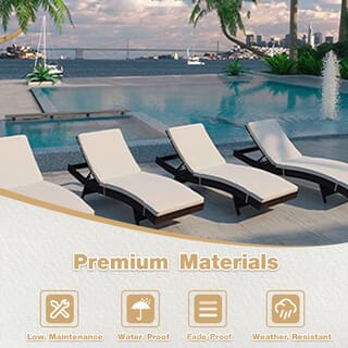 SUMMER SET เตียงริมสระหวายเทียมพร้อมเบาะรอง รุ่น กระบี่ ขนาด 60x200x35ซม.สีน้ำตาลเข้ม