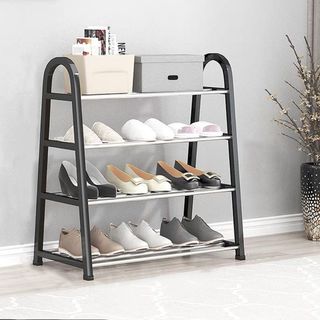 GOME ชั้นวางรองเท้าทรง A 4 ชั้น รุ่น BR002BK W29×L61×H65CM. สีดำ