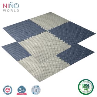 NINO WORLD ชุดแผ่นปูพื้นจิ๊กซอว์แบบหนา (4 แผ่น) PDS04-BG ขนาด 60x60x2 cm. สีน้ำเงิน-เทา