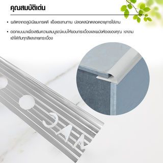 MAC คิ้วกระเบื้องอลูมิเนียม แบบโค้ง ขนาด 10 มม. ยาว 2 เมตร รุ่นDS-05-PS สีเงินเงา