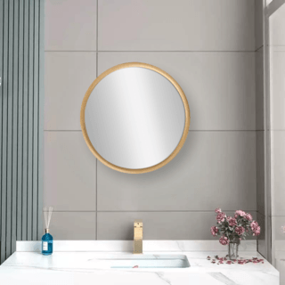 Nice กระจกมีกรอบทรงกลม (PS) รุ่น คากามิ-01 ขนาด 60x60 ซม. สีไม้ธรรมชาติ 