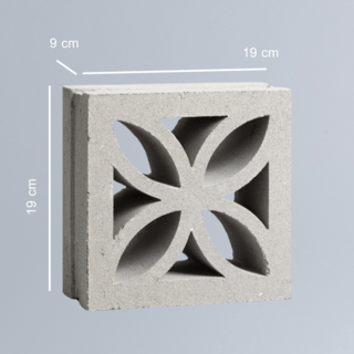 วีบล็อค อิฐบล็อกช่องลมลาย ลายดอกหญ้า B ขนาด 19x19x9ซม.
