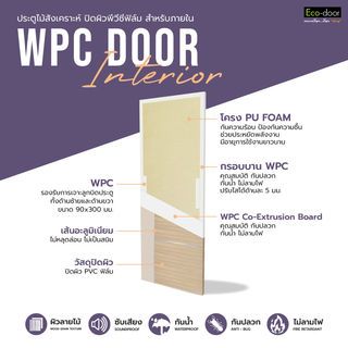 ECO-DOOR  ประตูไม้ WPC  รุ่น WP4 ภายใน ขนาด 80x200 ซม. สีไอเวอรี่ทีค (ไม่เจาะลูกบิด)