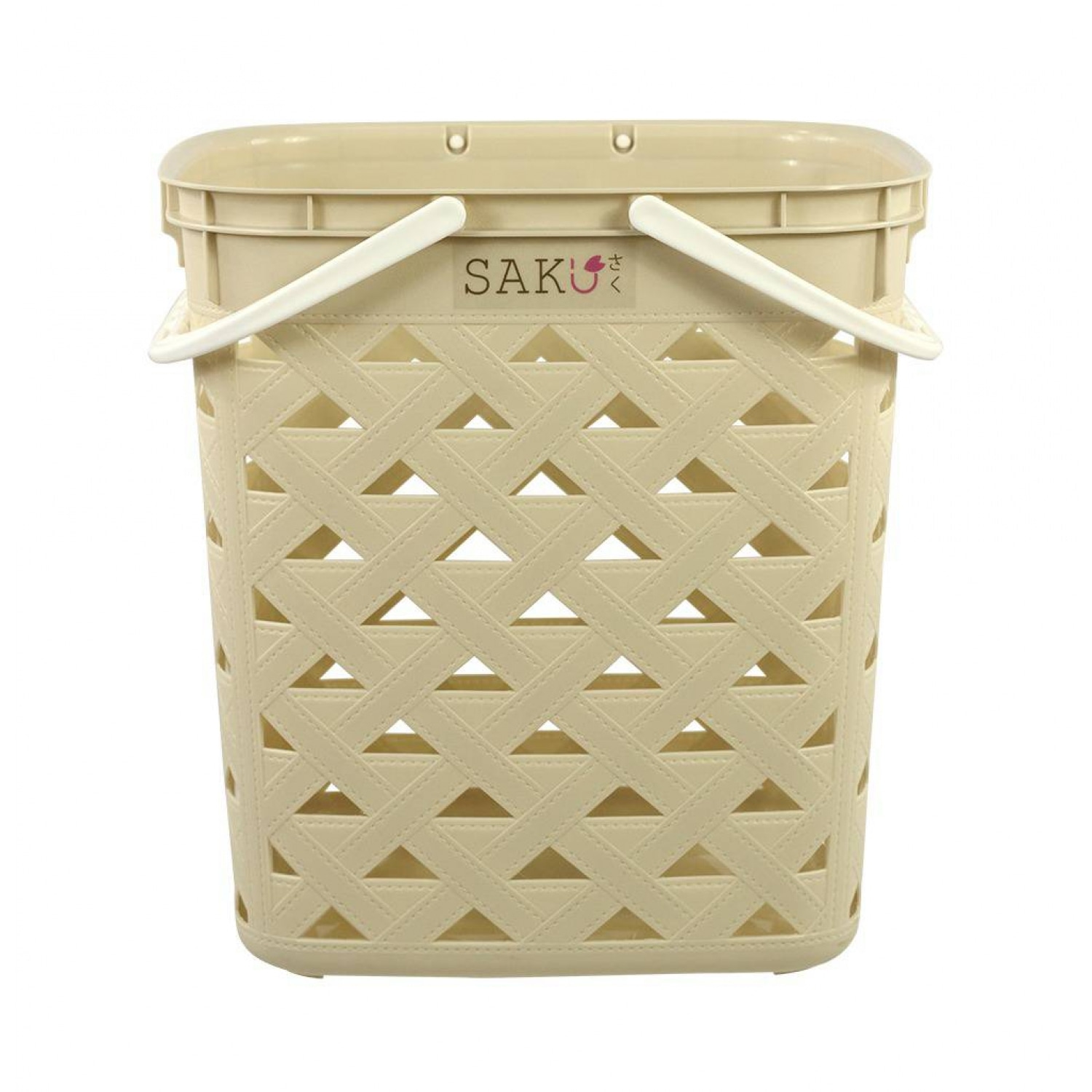 SAKU ตะกร้าลายหนัง รุ่น FT-503/A ขนาด 42x35x44 ซม. สีครีม (มีหู) 