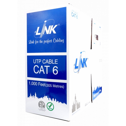 ខ្សែ LAN CAT6 (600Mhz) UTP LINK ពណ៌ស 305ម
