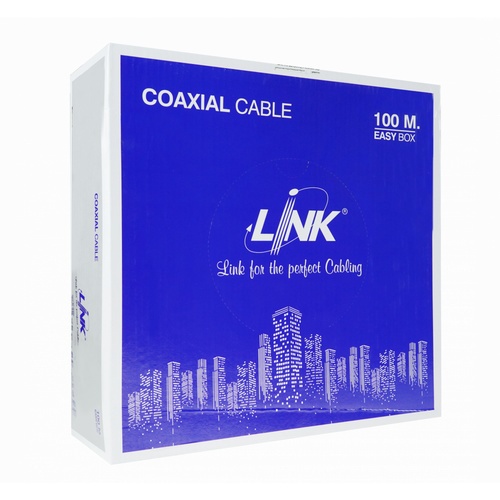 LINK สายเคเบิ้ล  CCTV RG6 มีสายไฟ (100 M./Box) รุ่น CB-0106APWA-1 สีดำ