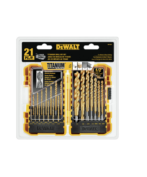 DEWALT ชุดดอกเจาะเหล็กไทเทเนียม 21 ชิ้น DW1361