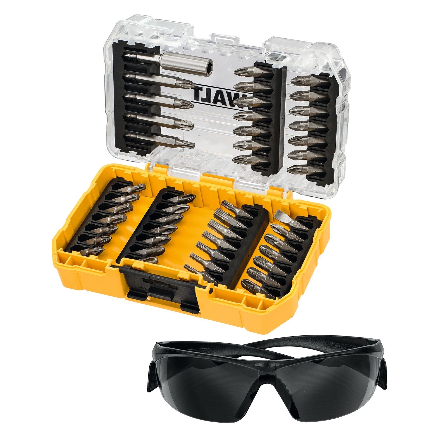 DEWALT ชุดดอกไขควง 47 ชิ้น DT70703-QZ พร้อมแว่นตานิรภัย