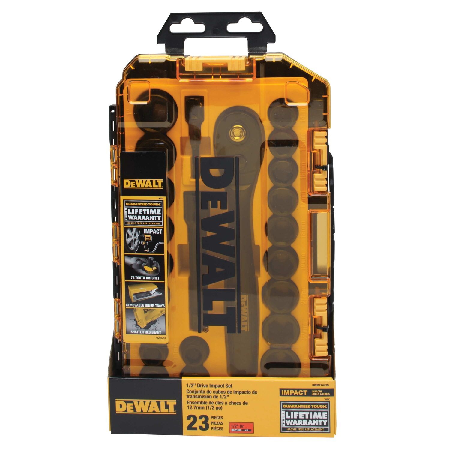 DEWALT ชุดลูกบ๊อกซ์ 23 ชิ้น 1/2นิ้ว DWMT74739