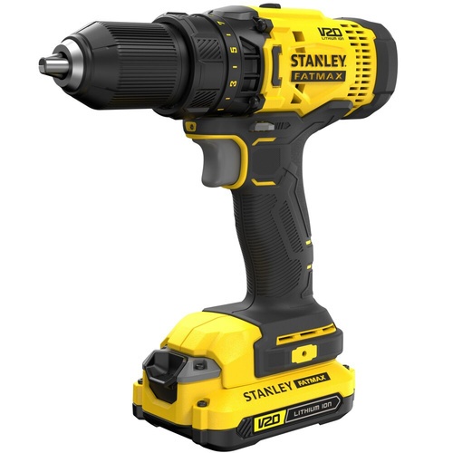 STANLEY สว่านกระแทกไร้สาย 20V รุ่น SCD711D2KA-B1 พร้อมแบตเตอรี่ 2.0 Ah และดอกสว่าน 100 ชิ้น