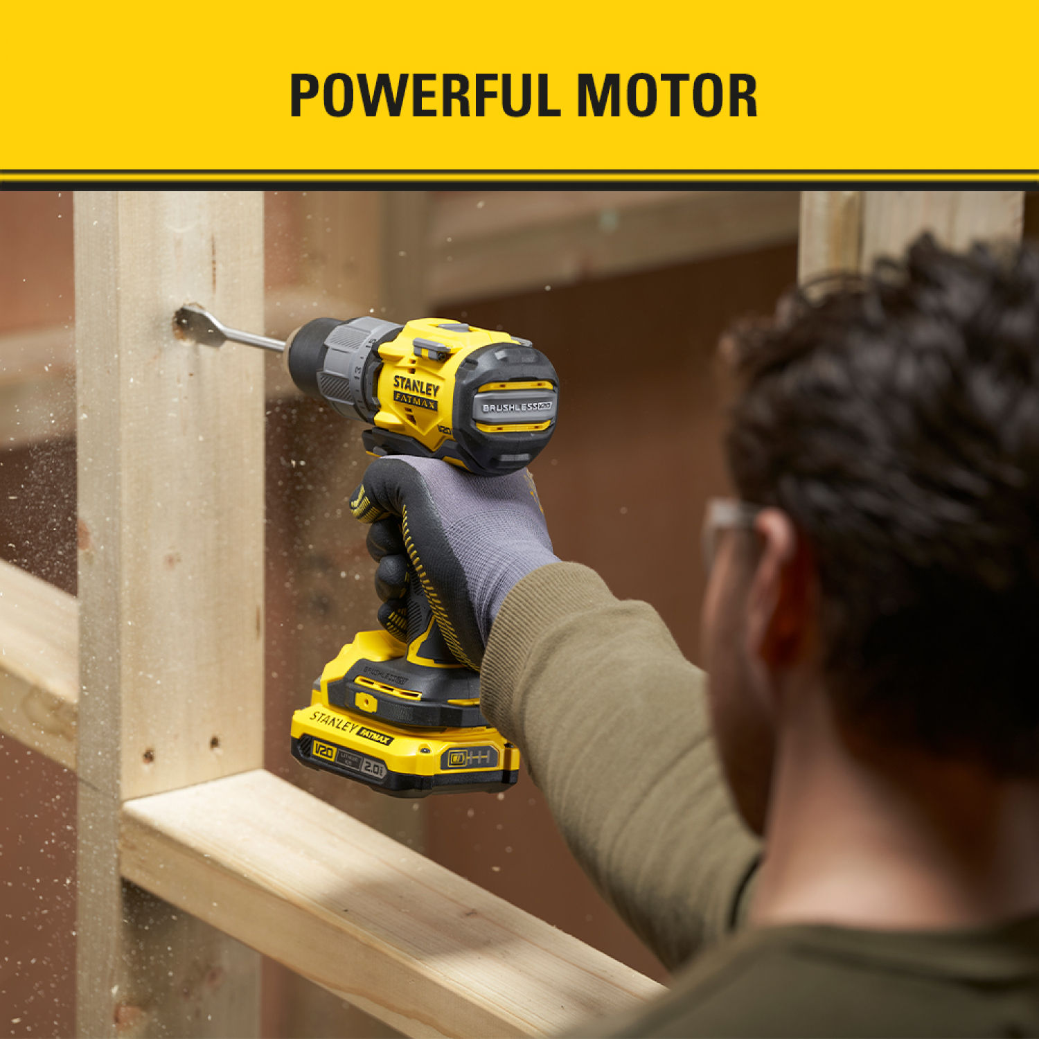 STANLEY สว่านกระแทกไร้สายไร้แปรงถ่าน V20 2 สปีด SBD726M1K-B1 พร้อมแบตเตอรี่ 4AH 