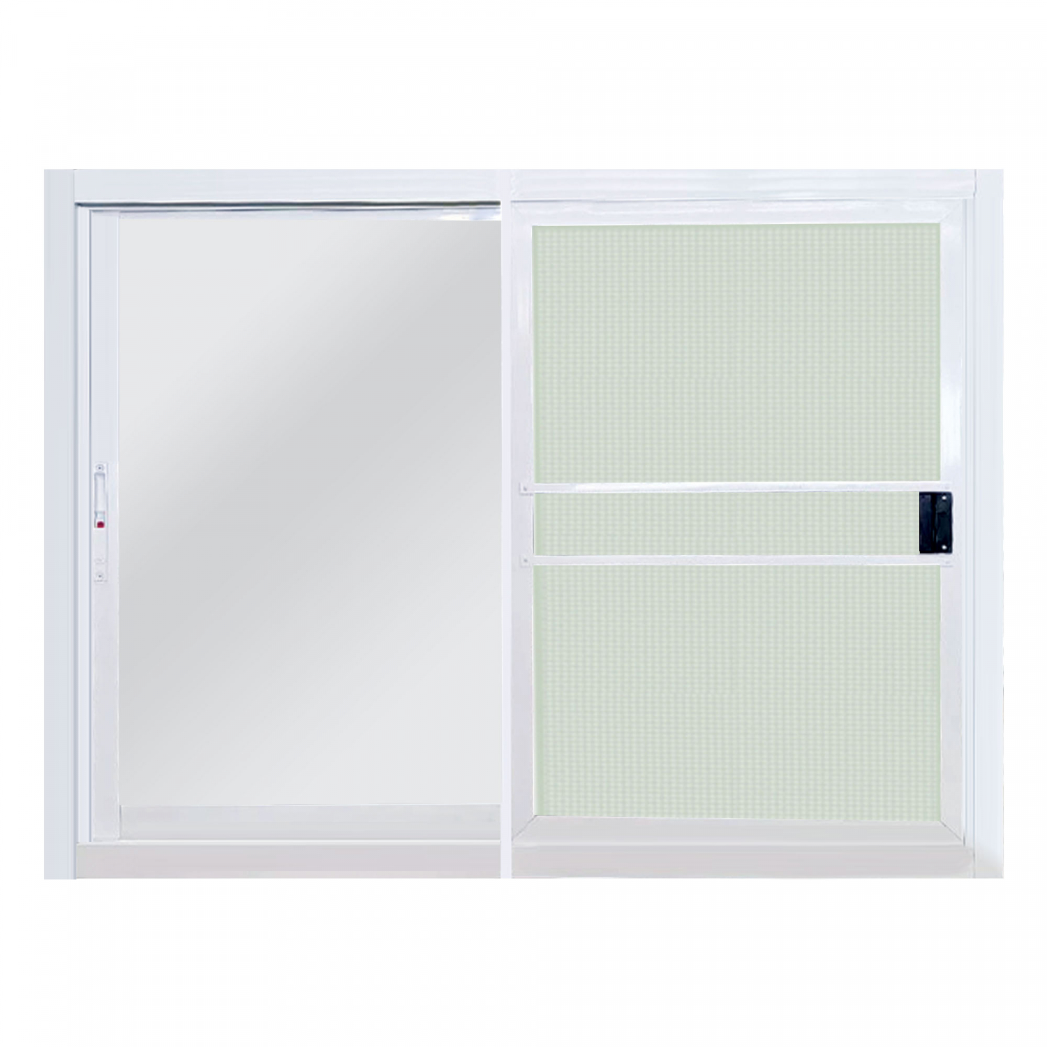 WELLINGTAN (LIKE) หน้าต่างอะลูมิเนียม บานเลื่อน SS 100x100ซม. สีขาว พร้อมมุ้ง