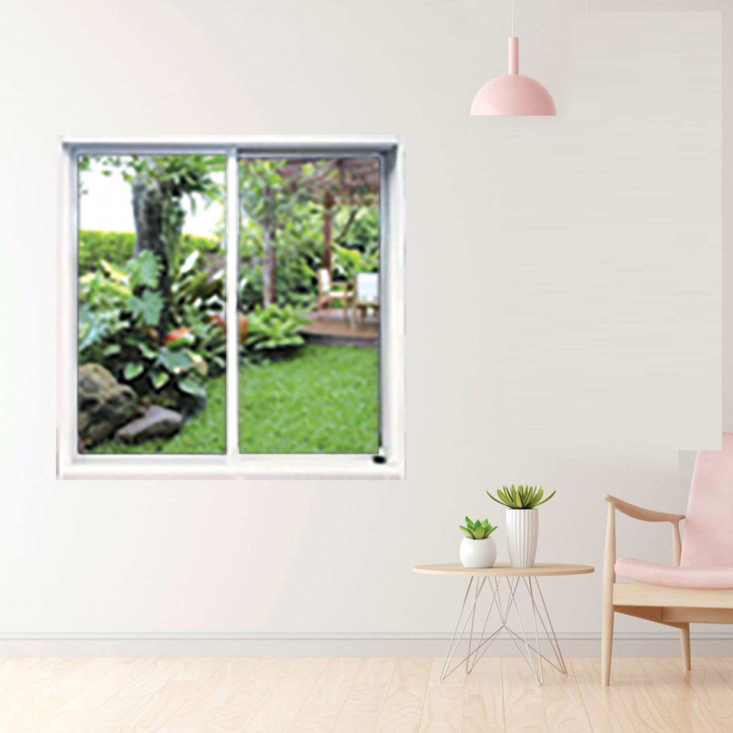 WELLINGTAN (LIKE) หน้าต่างอะลูมิเนียม บานเลื่อน SS 100x100ซม. สีขาว ไม่มีมุ้ง