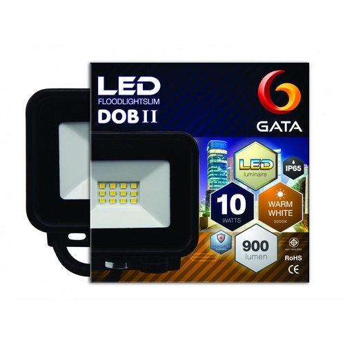 GATA โคมฟลัดไลท์ LED 10W แสง Warmwhite (สว่างพิเศษ) สีดำ
