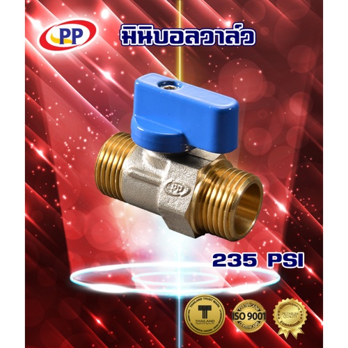 PP มินิบอลวาล์วทองเหลือง ผผ. 1/2  รุ่น 30016