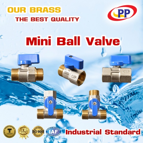PP มินิบอลวาล์วสามทาง ทองเหลือง ผผผ. 1/2  รุ่น 30017